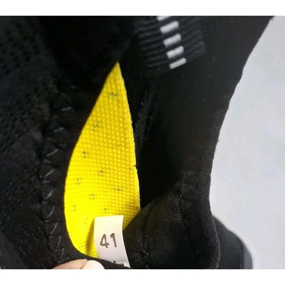 Men's Black Slip-On Water-Friendly Athletic Sandals with Yellow Insole